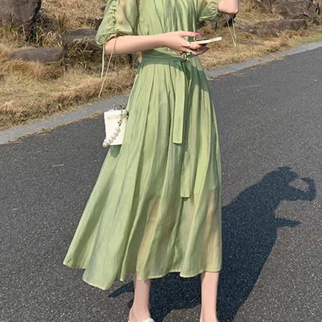 高腰法式天丝惊艳高级感显瘦温柔风连衣裙YSWT-XXX-S510