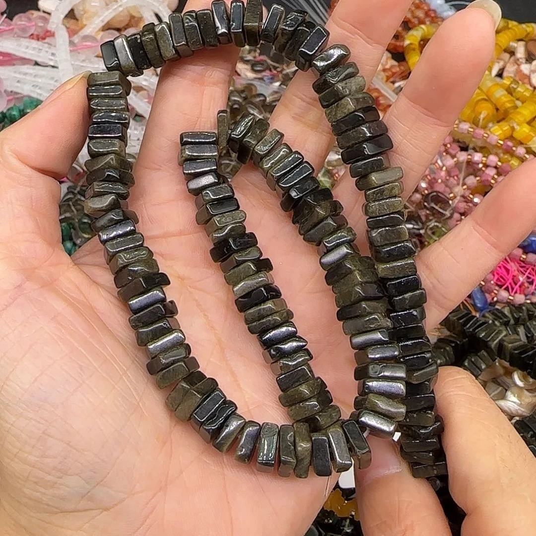 玛瑙/玉髓合金珠宝半成品金耀8mm方隔片一条