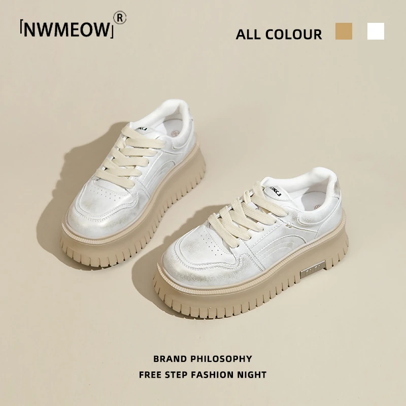 网红小白鞋女2025年新款秋款厚底增高小白鞋百搭潮韩版薄款运动鞋