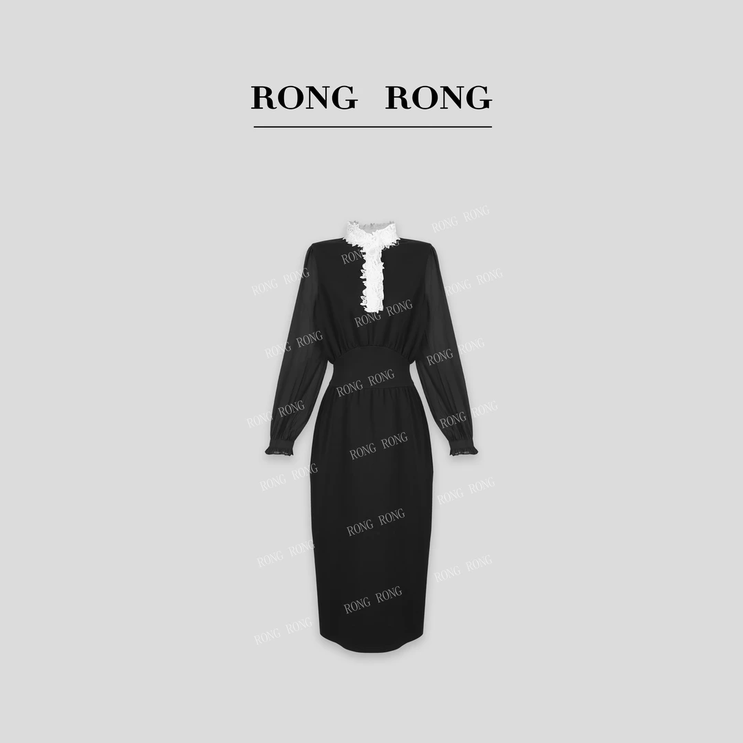 溶溶【南法玫瑰】RONGRONG 莱赛尔拼接玫瑰花边设计连衣裙ZGC6L1152