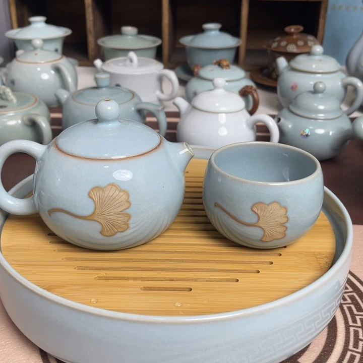 勇***也汝州原矿原釉微瑕一壶一杯