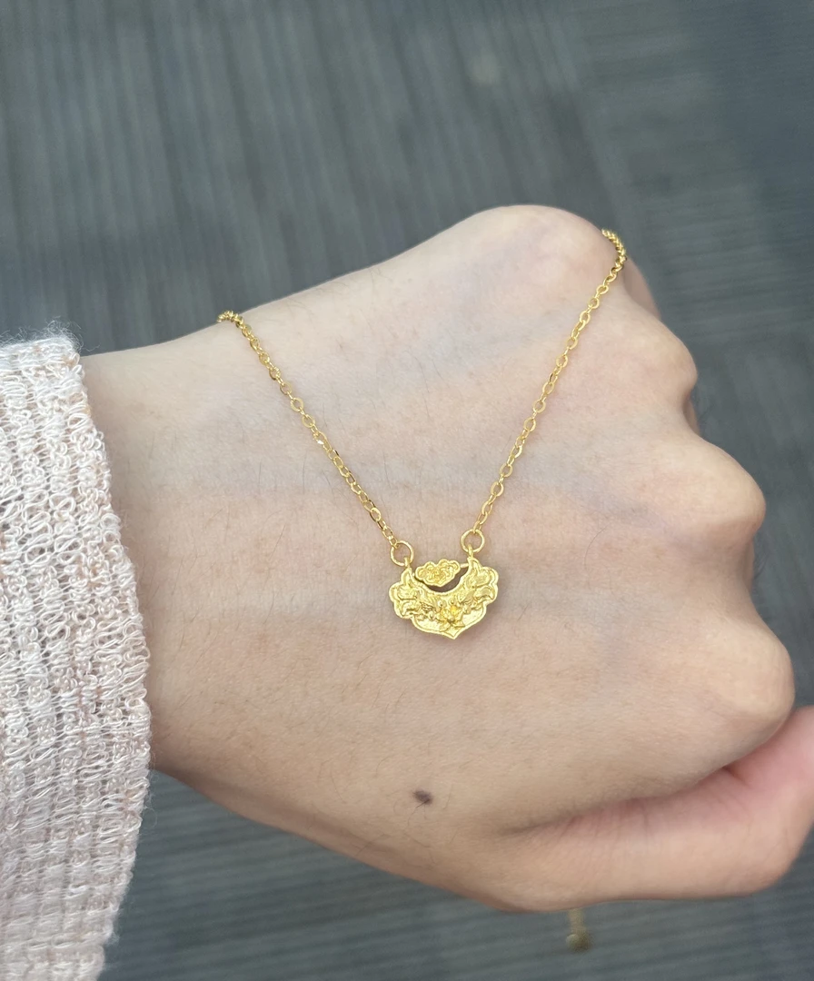 足金999  小锦鲤锁包套链