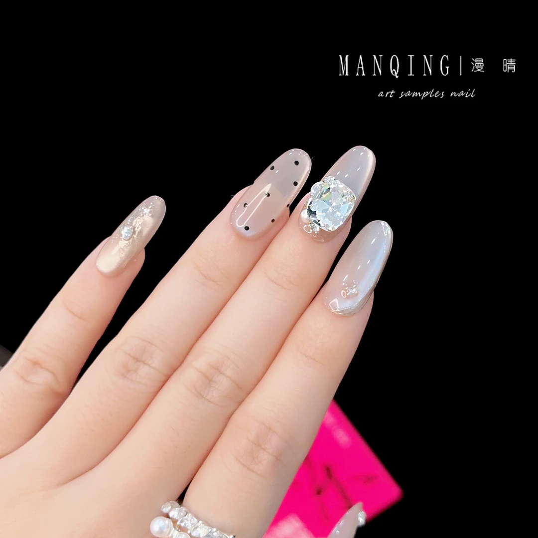 【月光波点24】纯手工穿戴甲月光猫眼波点猫眼显白百搭可拆卸穿戴