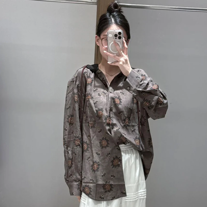 【现货】FIZZFLY|25设计师品牌新款25秋季花朵百搭连帽衬衣衬衫上衣