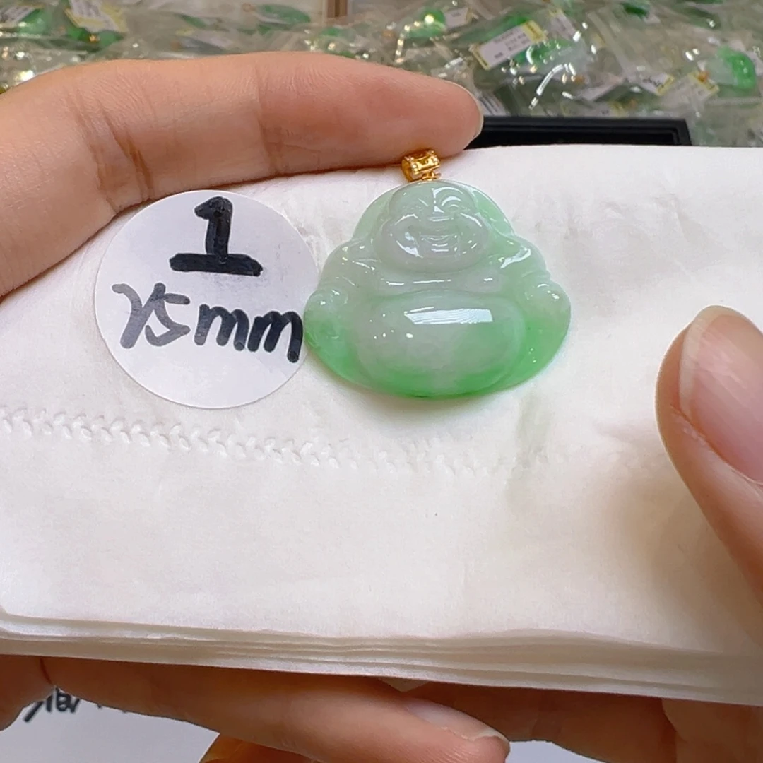 吊坠(不含链)18K金镶嵌翡翠