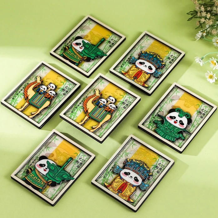 国潮创意文创经典冰箱磁吸贴卡通熊猫文物系列潮玩文物熊猫冰箱贴