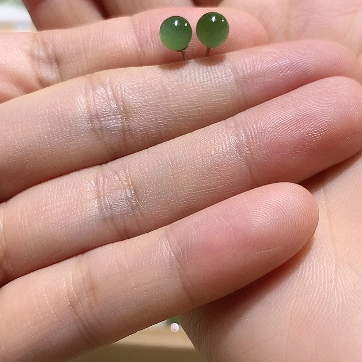 银S925镶嵌和田玉(碧玉)耳饰