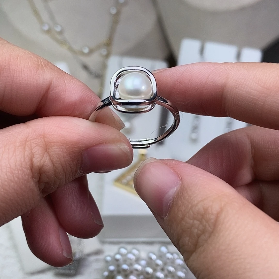 耳饰银S925镶嵌淡水珍珠