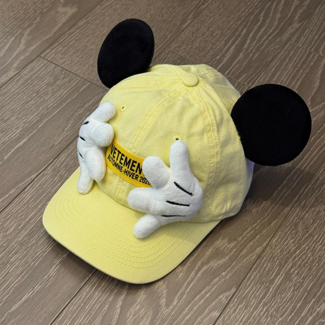 新款捂脸米奇帽子可爱大耳朵棒球帽春夏季户外出游防晒遮阳鸭舌帽