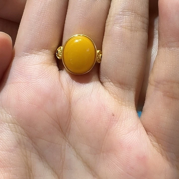 快***狗蜜蜡银S925镶嵌戒指戒指