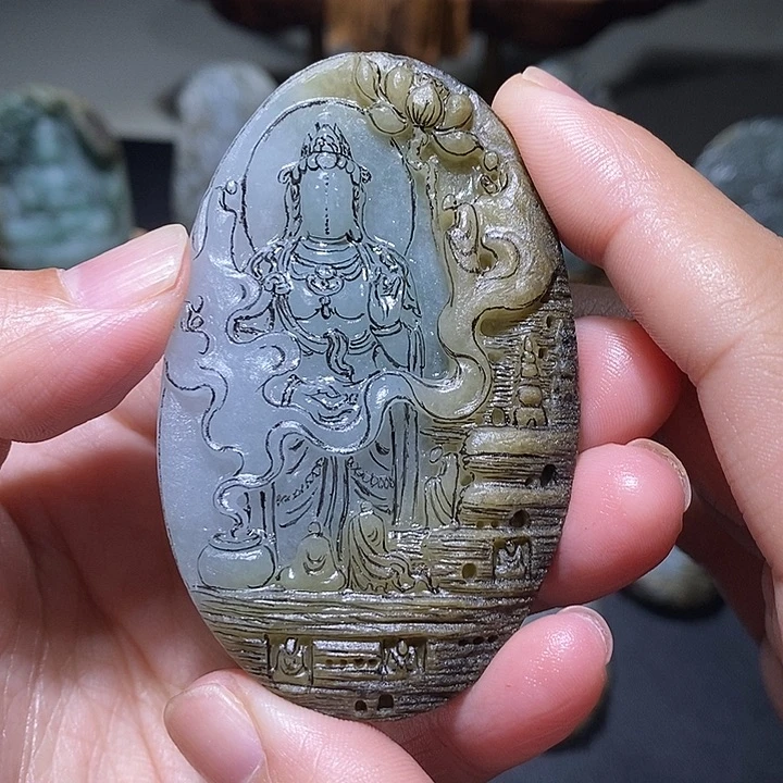 校***）定制翡翠未镶嵌观音修光15天