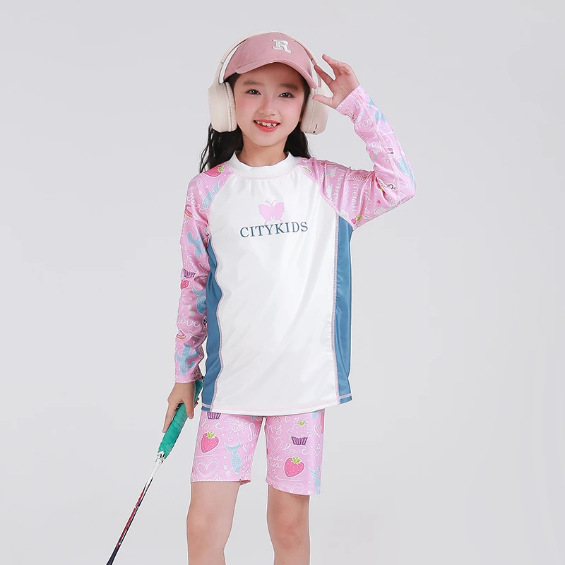 D25889夏装泳衣女童2025新款分体速干中大童温泉防晒专业游泳套装