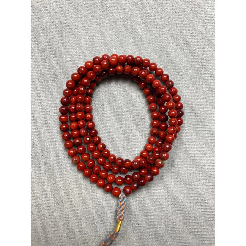 南红包浆锦红色多圈手链无胶无裂原矿珠子4.8㎜重22克