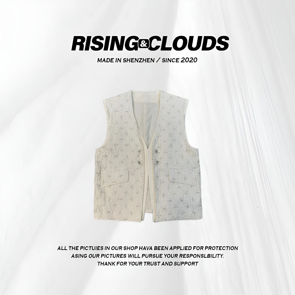 RISING&CLOUDS小云姐【无月】钉珠显瘦百搭2025春季无袖马甲110212