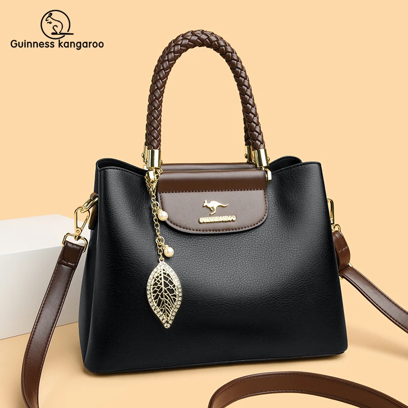 吉尼斯袋鼠正品包包女真皮手提包时尚百搭单肩包大容量斜挎妈妈包