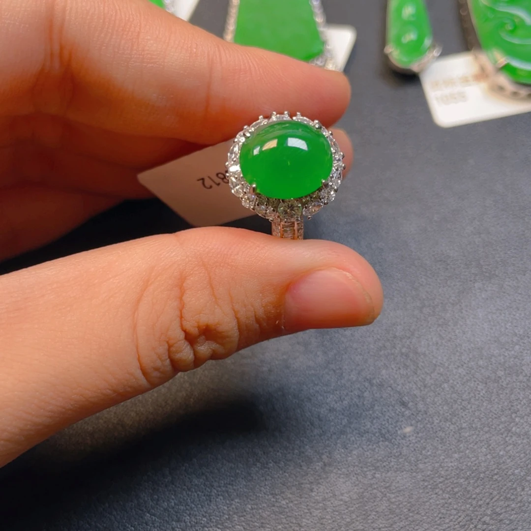 半***人翡翠银S925镶嵌吊坠(不含链)