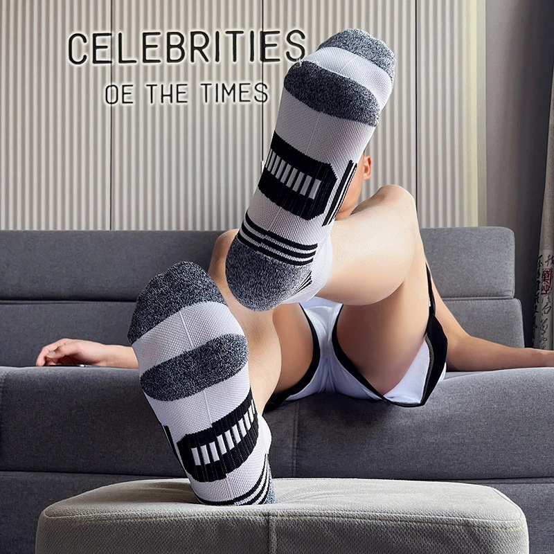 短袜子男提耳毛巾底网眼透气吸湿排汗运动袜防滑马拉松专业篮球袜