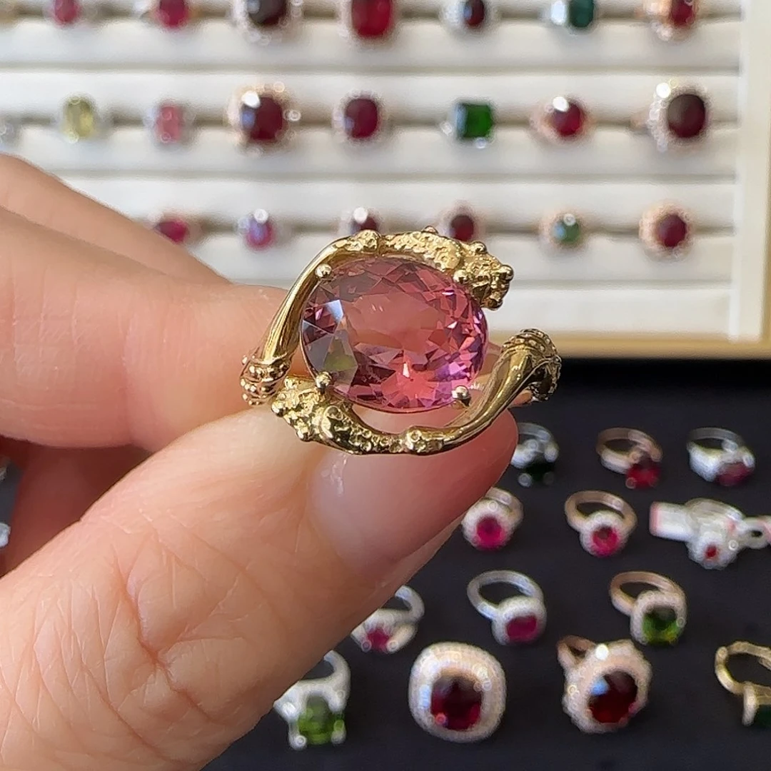 碧玺戒指18K金镶嵌3.87ct