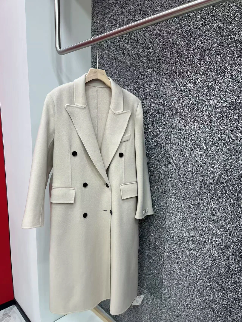 LuoXi罗皙-23500秋冬新款双排扣带兜盖羊毛大衣外套女