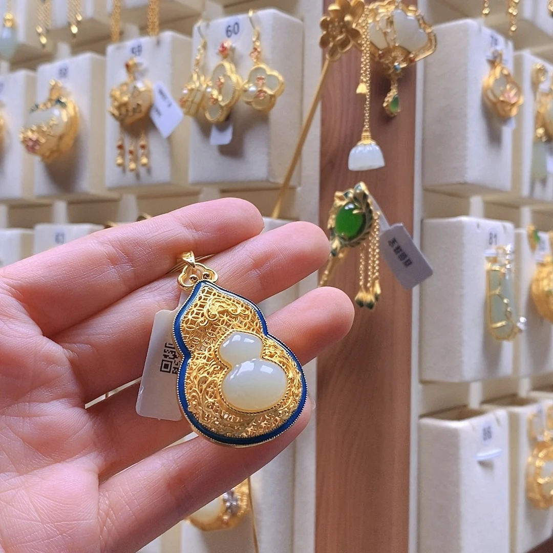 和田玉颈饰银S925镶嵌