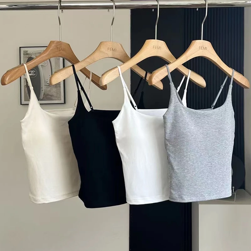 纯欲辣妹美式小吊带背心女夏带胸垫外穿美背文胸内衣打底内搭上衣