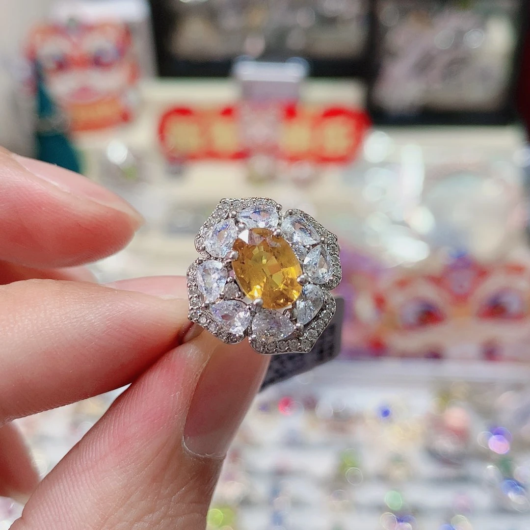 蓝宝石戒指银S925镶嵌