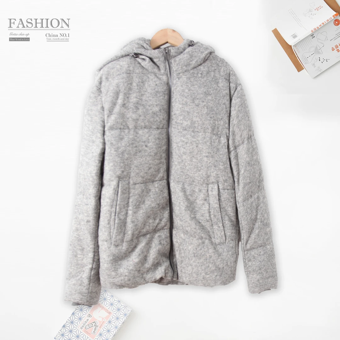 换季浮力女士磨毛防风防寒棉服中长款连帽上衣棉衣00237休闲风