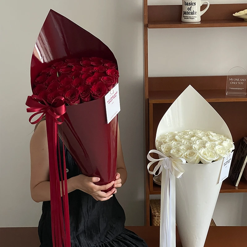 新品加厚亮面皮质花束防水微醺系列冰淇淋包装纸