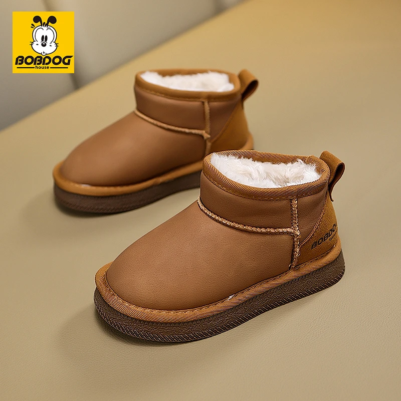 巴布豆童鞋儿童雪地靴2025新款秋冬加绒加厚宝宝棉靴保暖女童靴子