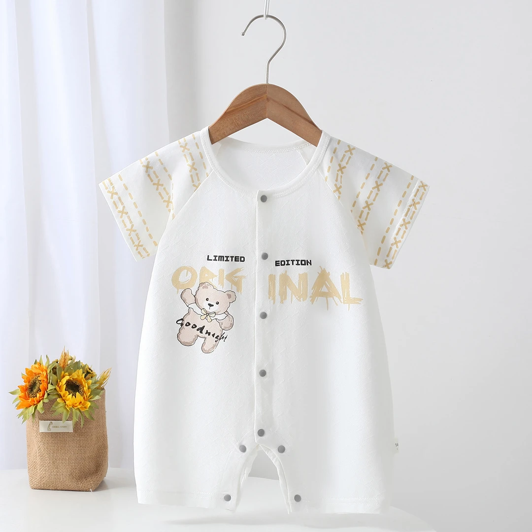 叮当豆婴幼儿夏季衣服短袖新生儿宝宝夏天薄款外出服连体衣D21457