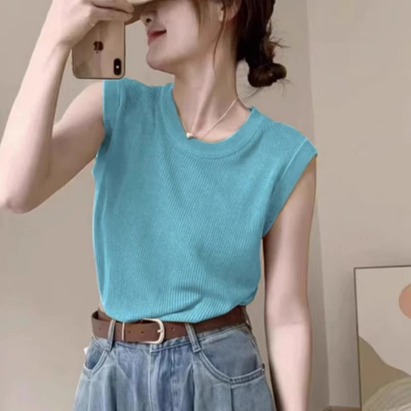 多巴胺显白冰丝针织吊带背心女夏外穿2025新款高级感无袖坎肩上衣