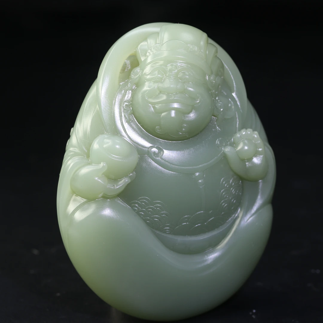 8和田玉碧玉粉青财爷爷/200295保利厦门拍卖