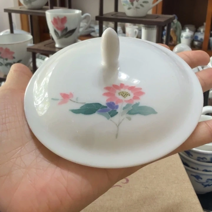 配盖醴陵釉下手绘盖子毛瓷盖