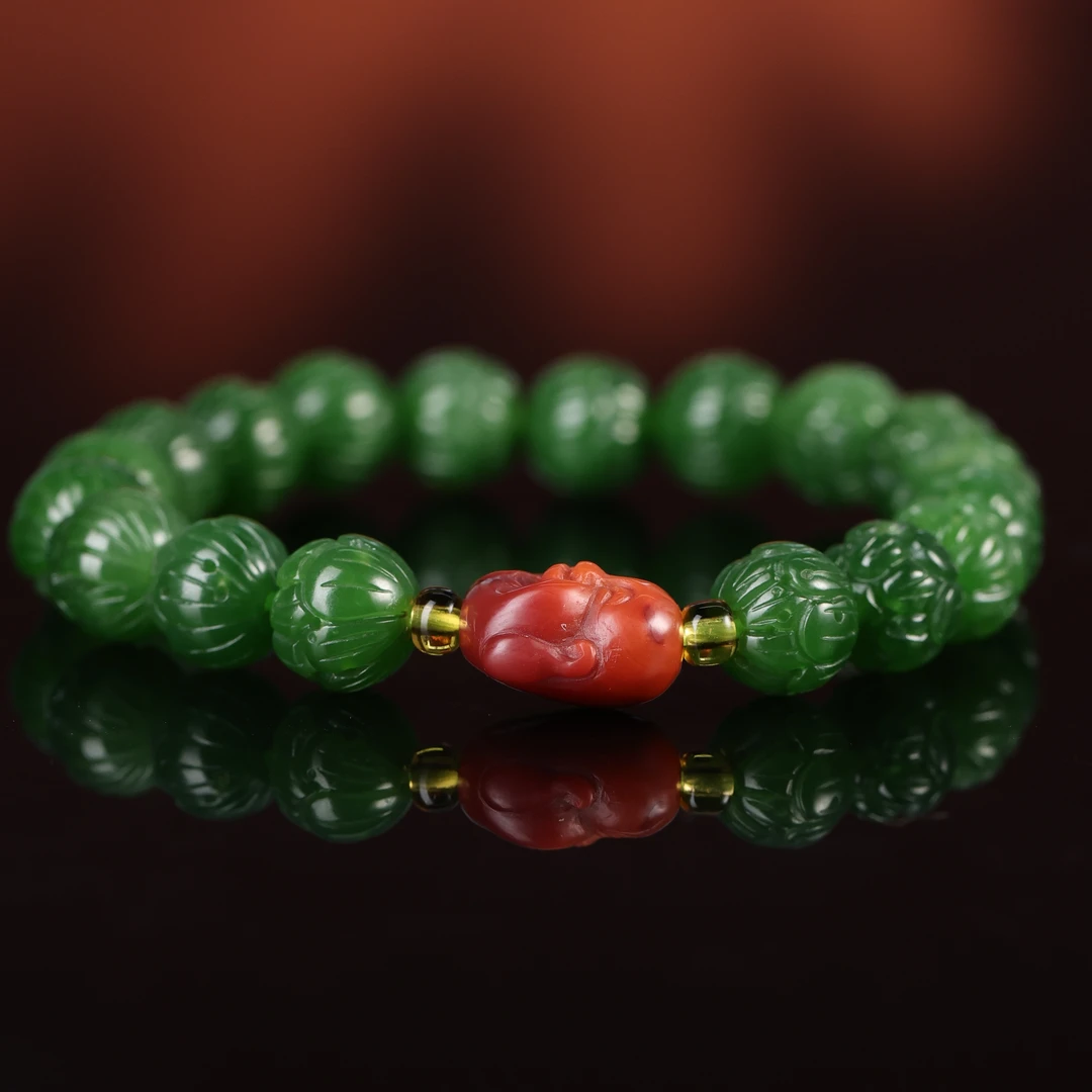 rl和田玉碧玉莲花手串（南红玛瑙）SYH2512281610