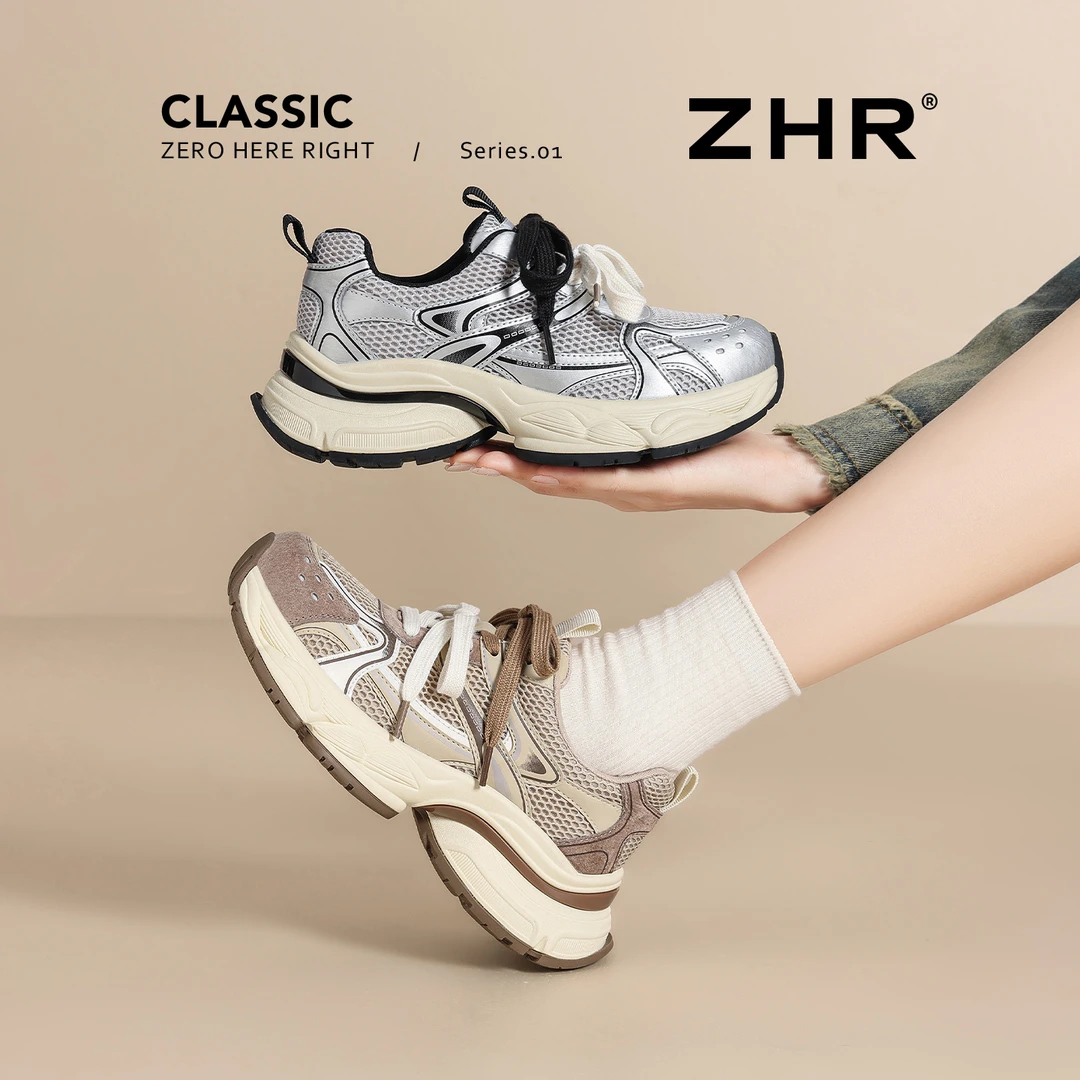 ZHR/则则老爹鞋女秋季新款网面厚底增高百搭软底运动休闲鞋JT186