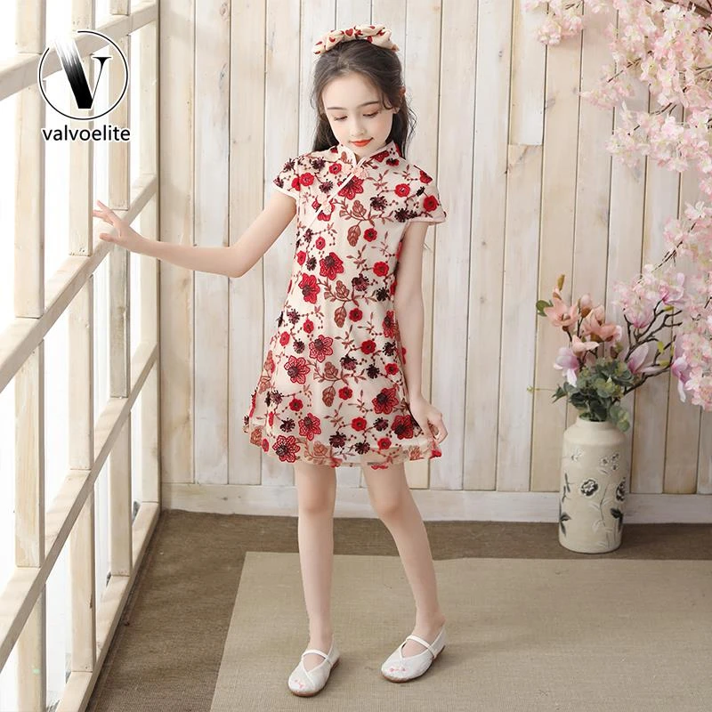 VALVOELITE女童旗袍2005新款小女孩中国风洋气改良复古薄款连衣裙