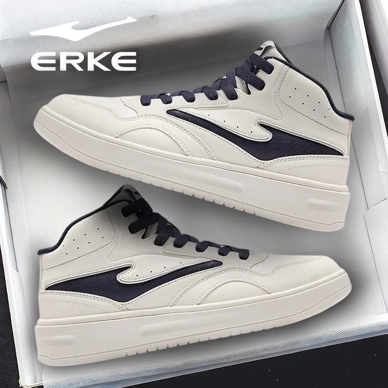 融雪鸿星尔克板鞋男鞋冬季新款厚底鞋子学生休闲情侣鞋高帮运动鞋