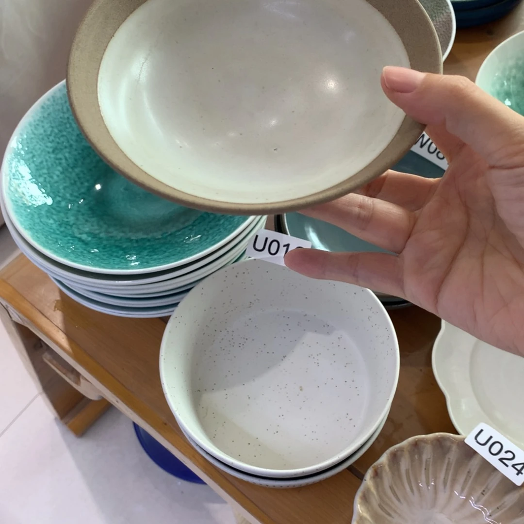 瓷景德镇粗陶复古盘碗微瑕