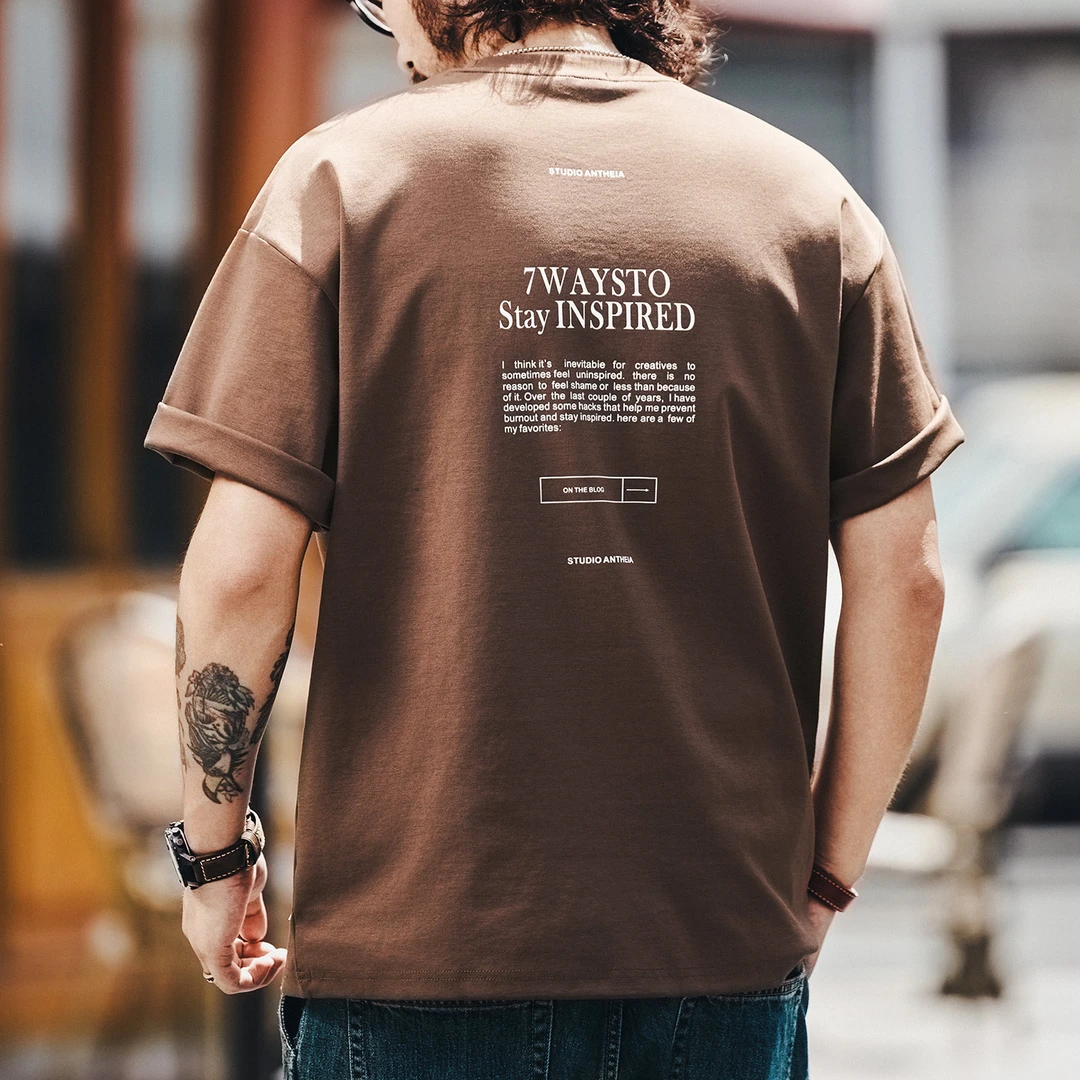 格蓝鹿高端美式潮牌印花短袖T恤男士2025夏季新款重磅半袖上衣男