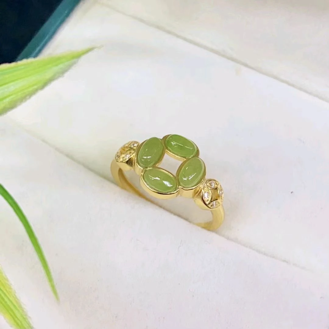 S925碧玉铜钱戒指