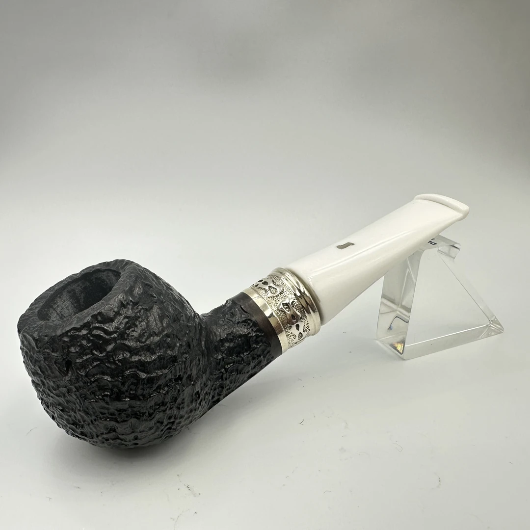 意大利瑟 雅克珀ser jacopo925银饰圈黑色喷砂石楠木手工烟斗