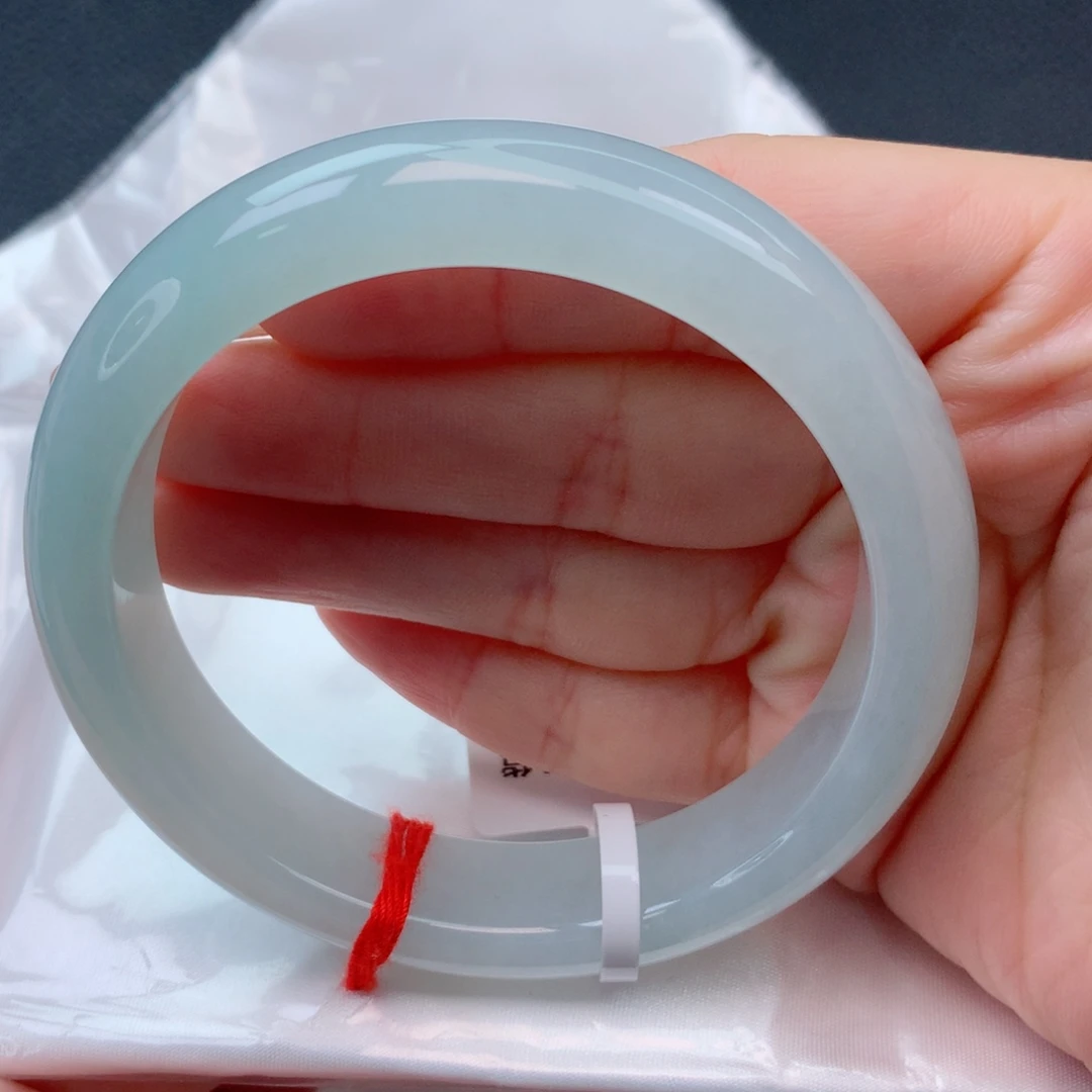 翡翠未镶嵌手镯58-59糯冰晴绿