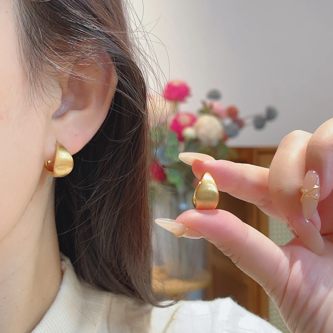 极简拉丝磨砂质感ins简约耳环百搭复古日韩耳扣644