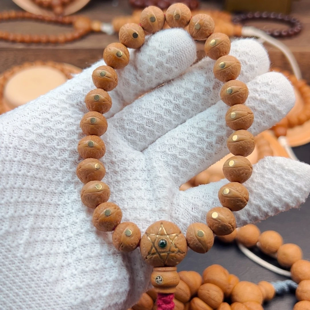 手串凤眼菩提11.5mm矮桩铜钉镶嵌