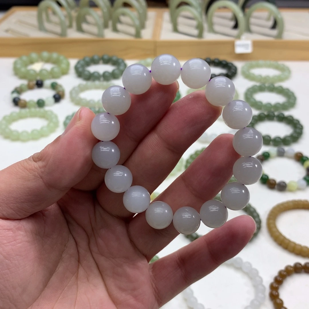 和田玉手串（烟紫11.5）未镶嵌