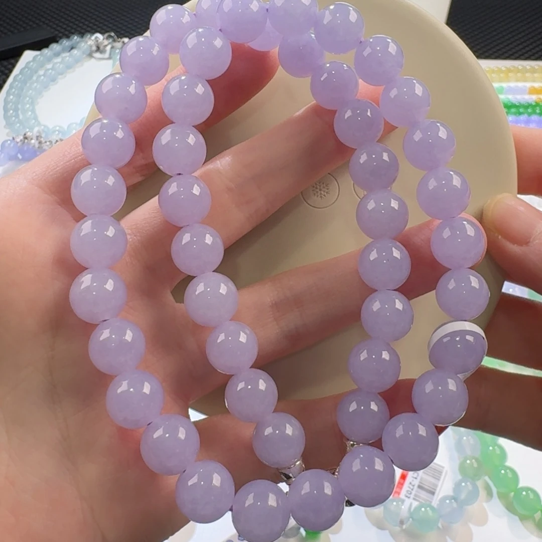 翡翠颈饰未镶嵌粉紫色项链
