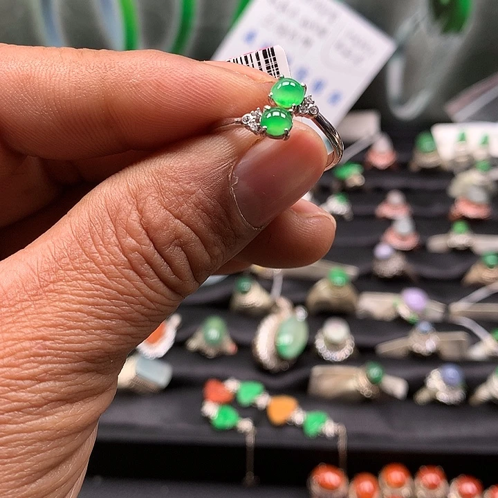 翡翠银S925镶嵌戒指