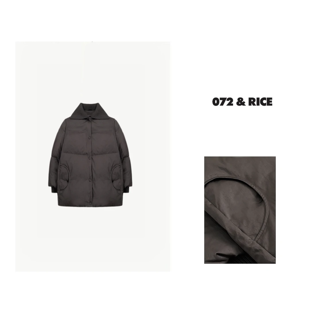 072 & RICE【朱古力】秋冬翻领领拉链长袖羽绒服  CF23131 618FF