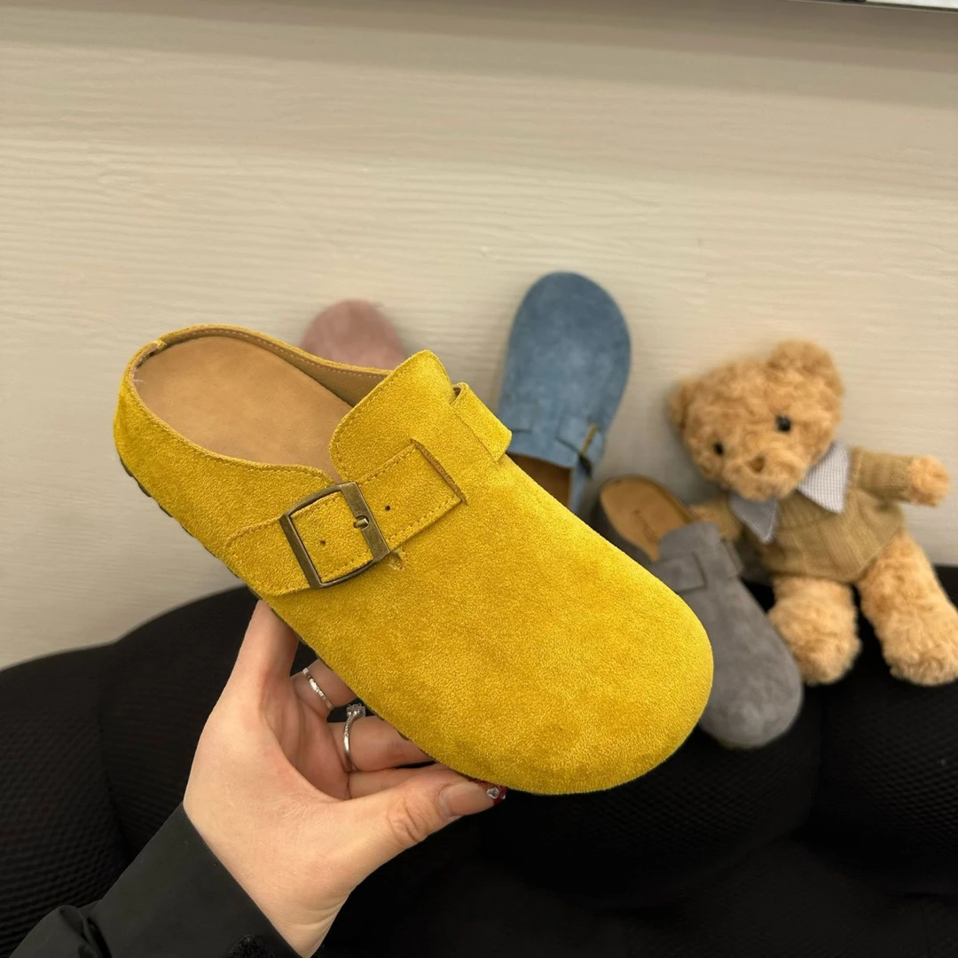 时尚复古包半拖女外穿勃肯鞋舒适懒人鞋厚底内增高拖鞋2025秋季新