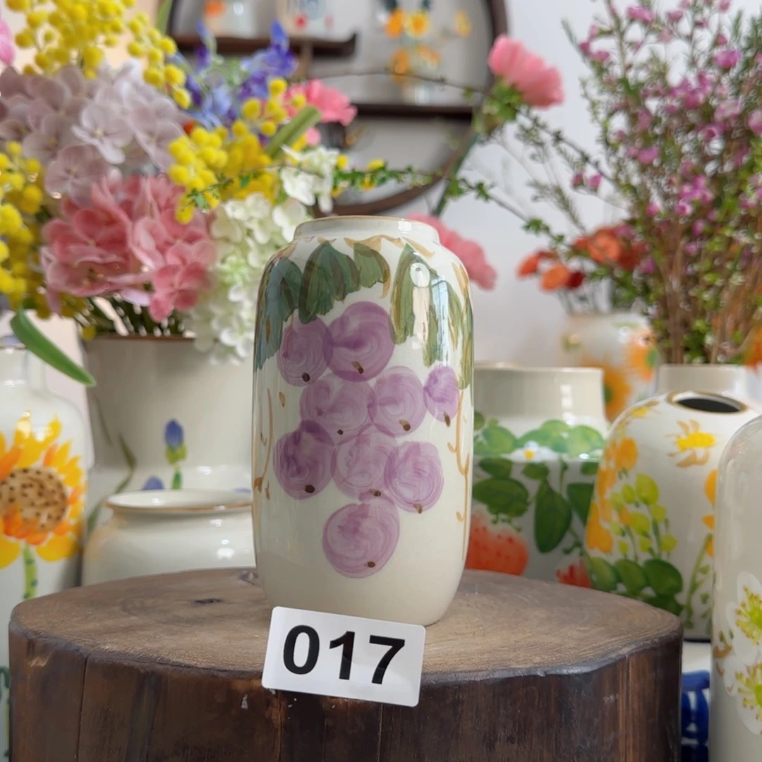 摆件景德镇陶瓷手绘小花瓶摆件无孔